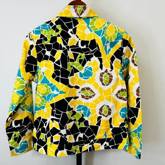 Vintage Life Style Geometric Button Down Jacket Size Petite M Cotton Boho Size M - Picture 2 of 12